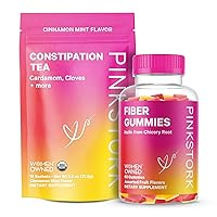 Pink Stork Gotta Go Bundle: Constipation Relief Tea + Fiber Gummies, Prebiotics, Gentle Laxative Tea, Stool Softener, Indigestion Relief, Gut Health, Digestive Support, Weight Loss, Women-Owned