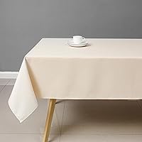 Beige Rectangle Tablecloth Wrinkle Resistant Washable Fabric Table Cloth for Dining,Kitchen, Parties Weddings and Outdoor Use 60 Inch by 84 Inch