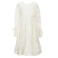 Cream Lace Long Sleeve Flower Girl Dress Girls Communion Dress Toddler Dress