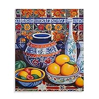 Mexican Kitchen Art Poster Talavera Pottery Painting Art Poster Canvas Wall Art Poster Print Picture Paintings for Living Room Bedroom Office Decoration, Canvas Poster Art Gift for Family Friends.20x2