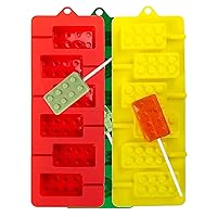 Webake Silicone Lollipop Molds, Brick Chocolate Hard Candy Lollypop Sucker Mold Set of 3 (Include 100 Paper Sticks)