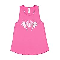 Threadrock Big Girls' Lacrosse Players with Heart Racerback Tank Top