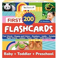 TOYVENTIVE First 200 Thick Toddler Flash Cards, 1 2 3 4 Year Old Letter, Number, Color, Animal, Baby Flash Cards Activities, Montessori Toys for Toddlers and Preschool, Toddler Learning Cards