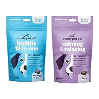 Calming & Multivitamin Chews for Dogs | Vitamins for Skin, Coat, Hip & Joint Health | Helps with Dog Anxiety, Separation & Barking | 90 Chews Each