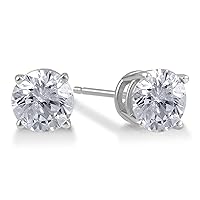 La4ve Diamonds 1 Carat to 1.80 Carat 14K White Gold Prong Set Princess-cut Solitaire Diamond Stud Earrings (I-J, I2-I3) | Gift Box Included
