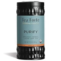 Tea Forte Purify Organic Herbal Tea with Purifying Mate and Dandelion Root, Makes 35-50 Cups, 3.53 Ounce Loose Leaf Tea Canister