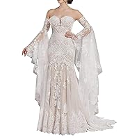 Plus Size Sweetheart Neckline Lace Wedding Dresses for Bride with Detachable Long Sleeves Boho Bridal Ball Gown