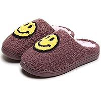 PLMOKN Smile Face Slippers Indoor And Outdoor Mens House Cute Fuzzy Keep Warm Animal Cloud Slides