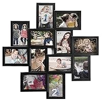 12 Opening Decorative Wall Hanging Collage Puzzle Picture Photo Frame, 4 x 6 inches | Black