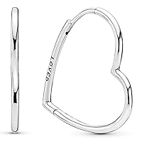 PANDORA Asymmetrical Heart Hoop Earrings - Classic Earrings for Women - Great Gift for Her - Made with Sterling Silver