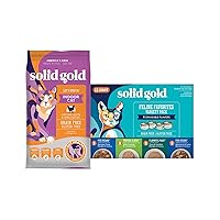 Solid Gold Let's Stay in - Dry Cat Food for Indoor Cats - Hairball & Sensitive Stomach Support - Chicken 6lb - Wet Cat Food Variety Pack - Wet Cat Food Pate & Shreds in Gravy Recipes - 12 Pack