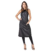 Amazin' Bleachproof Apron with Zippered Pockets, Bleach and Chemical Proof, Lightweight Embossed Nylon, Longer Length for Better Protection, Bottom Zippered Pockets, Black