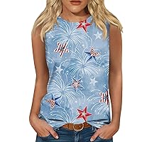 Women's American Flag Tank Tops 4th of July Patriotic Shirts Stars Stripes Print Sleeveless T-Shirt Tunic Tee Tanks