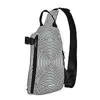 Optical Spin Illusion Print Crossbody Backpack Cross Pack Lightweight Sling Bag Travel, Hiking