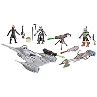 STAR WARS Mission Fleet Mando's N-1 Starfighter, 2.5-Inch Scale Mandalorian Action Figure Set, Toys for 4 Year Old Boys & Girls (Amazon Exclusive)