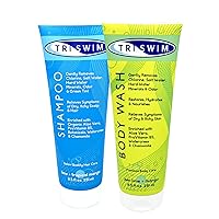 Chlorine Removal Body Wash & Swim Shampoo Set 8.5 fl oz Each | Complete Swim Care Kit with Aloe Vera, Pro-Vitamin B5, and Chamomile | Ideal for Hydrating Skin and Revitalizing Hair Post-Swim