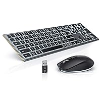 Backlit Wireless Keyboard and Mouse for Mac- seenda Rechargeable Silent Full Size Cordless Keyboard and Mouse Combo, Compatible with Mac OS, Windows 7/8/10, MacBook air/pro, Laptop (Black)