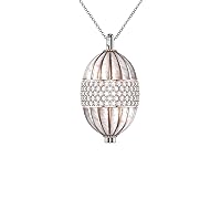 talia Rhodium Plated Rose Gold Silver Vermeil White Inlay and White Diamond Cut CZ Opus Pendant 3 Charm Set on 20 to 32 Inch Chain
