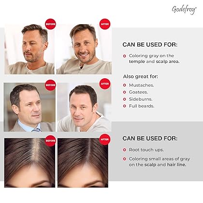 Godefroy Hair Color Kit for Spot Coloring, Covers Up Gray Hairs, Dark Brown, 4-Application Kit, Pack of 1