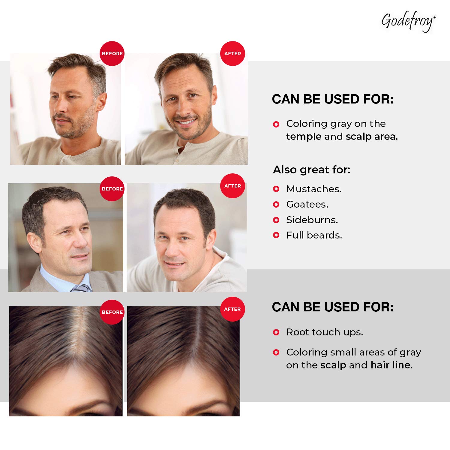 Godefroy Hair Color Kit for Spot Coloring Great For Small Areas Covers Up Gray Hairs Assorted Colors Available 4 Applicaion Kit, Light Brown, 1 Count