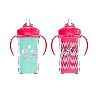 Dr. Brown's Milestones Insulated Sippy Cup with Straw and Handles, Pink, 10oz, 2 Pack, 12m+