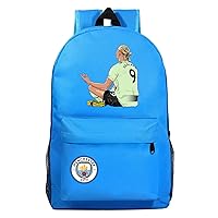 Teens Soccer Stars Graphic Knapsack Erling Haaland Canvas Student Bookbag Wear Resistant Bagpack for Travel,Hiking
