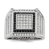 925 Sterling Silver and CZ Cubic Zirconia Simulated Diamond Brilliant Embers Black And White Mens Ring Jewelry for Men - Ring Size Options: 10 11 9