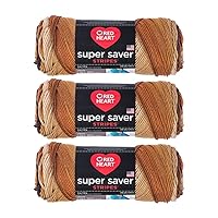 Red Heart Bulk Buy Super Saver Yarn (3-Pack) (Latte Stripe)