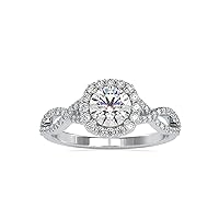 Certified Petite Twisted Vine Engagement Ring Studded With 0.37 Ct IJ-SI Natural & 0.81 Ct Center Solitaire Moissanite Diamond In 14k White/Yellow/Rose Gold For Women On Her Birthday Ceremony