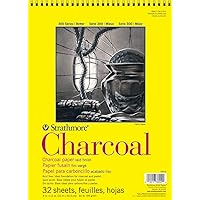Strathmore 300 Series Charcoal Paper Pad, Top Wire Bound, 9x12 inches, 32 Sheets (64lb/95g) - Artist Paper for Adults and Students - Charcoal and Pastel