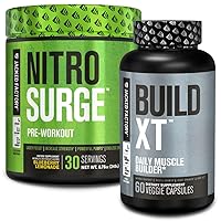 Nitrosurge Pre-Workout in Blueberry Lemonade & Build XT Muscle Building Bundle for Men & Women