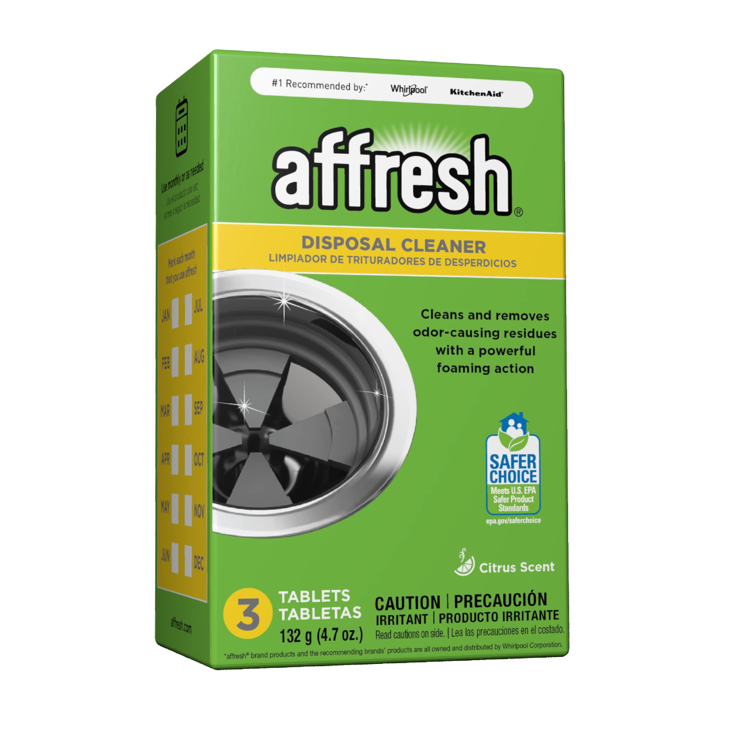 Affresh Garbage Disposal Cleaner, Removes Odor-Causing Residues, 3 Tablets & Dishwasher Cleaner, Helps Remove Limescale and Odor-Causing Residue, 12 Tablets (2 Pack)