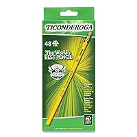 Ticonderoga Wood-Cased Pencils, Unsharpened, 2 HB Soft, Yellow, 48 Count