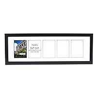 CreativePF- 5 Opening Glass Face Black Picture Frame to Hold 5 by 7 inch Photographs Including 10x32-inch White Mat Collage