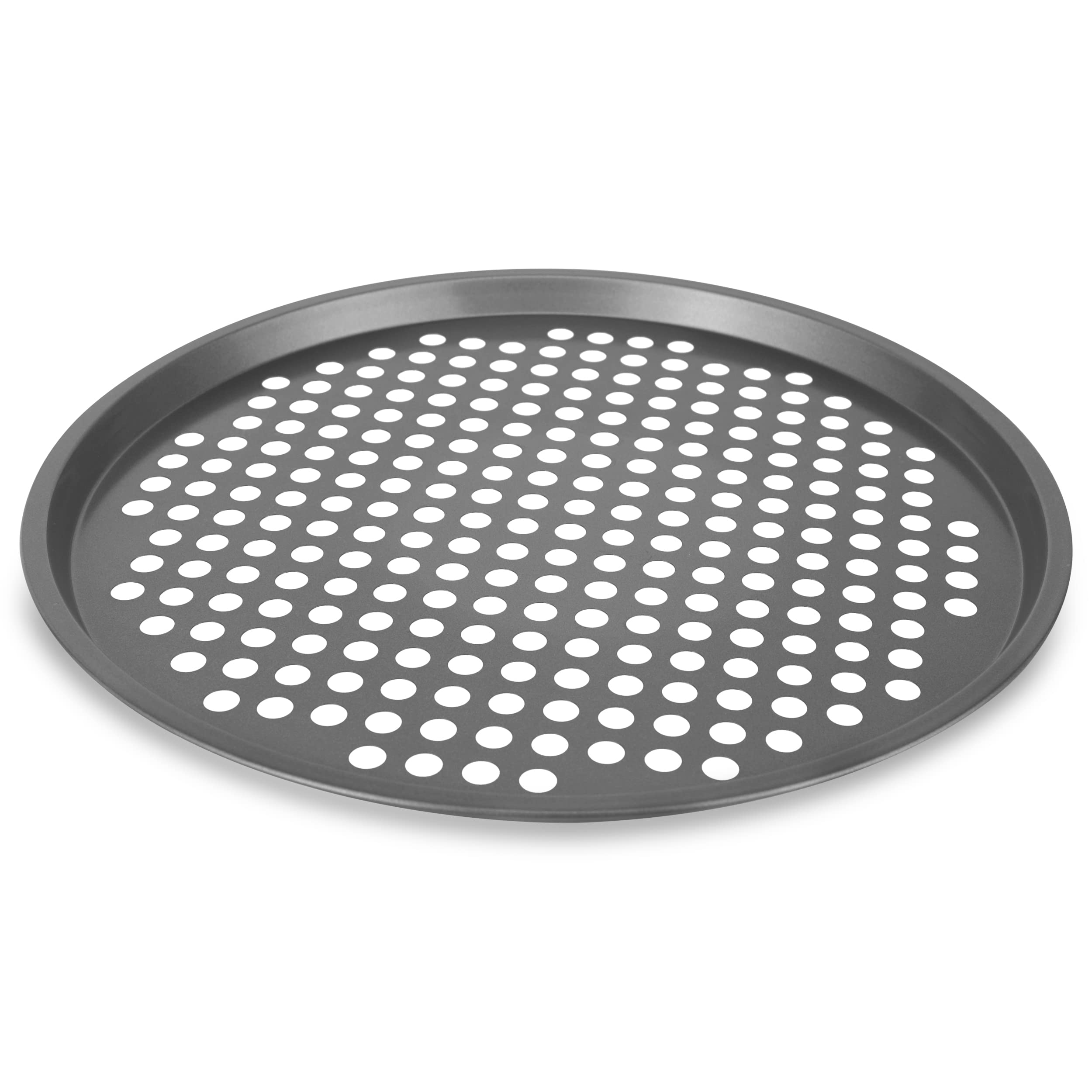 NutriChef 14” Non Stick Pizza Pan, Gray Carbon Steel Bake Pan, Commercial Grade Restaurant Quality Metal Bakeware, Compatible with Model NCBS10S