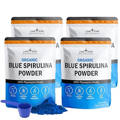 Organic Blue Spirulina Powder - 100% Pure Superfood, Blue-Green Algae, No  Fishy Smell, Natural Food Coloring for Smoothies & Protein Drinks - Non  GMO