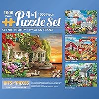 Bits and Pieces - 4-in-1 Multi-Pack - 1000 Piece Jigsaw Puzzles for Adults-Each Measures 20