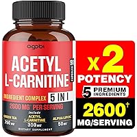Acetyl L-Carnitine Supplement - 2600mg 3 Months - Blended with Alpha Lipoic Acid, Green Tea, Green Coffee Bean & Raspberry Ketones - Memory & Brain Health Support, Non-GMO - 90 Vegan Capsules