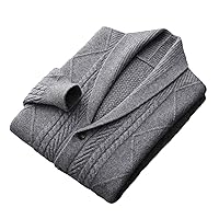 Winter Solid Cashmere Cardigan Men's Lapel Coat High-End Sweaters Loose Business Thicken Tops Knit Youth Jacket