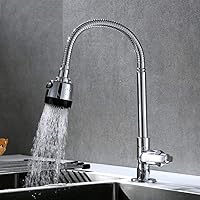 Water Bibcock Faucets,Brass Counter Basin Wash Basin Faucet Sink Single Cold Universal Rotate Kitchen Faucet Tap Hotel Household Wash Basin Water-Tap