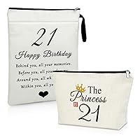 21st Birthday Gifts for Daughter Makeup Bag Book Sleeve 21 Year Old Birthday Gifts for Her Cosmetic Bag Book Protector Pouch Gifts for Girls Turning 21 Born in 2003 Happy Birthday Gifts for Sister