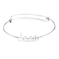 Yiyang Name Bangle for Teen Girls Personalized Name Bracelets Jewelry Gift for Friends Women Name