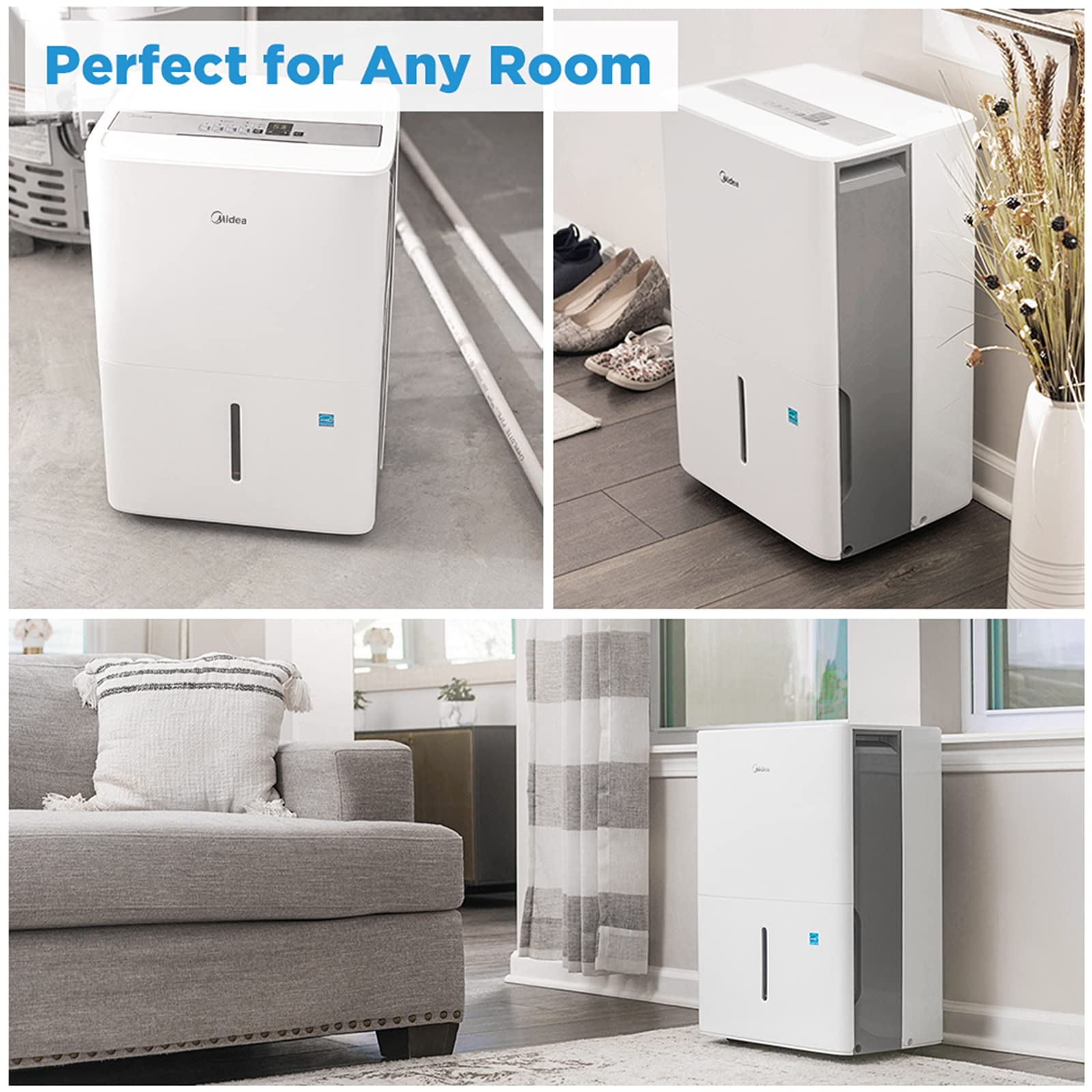 Midea 1,500 Sq. Ft. Energy Star Certified Dehumidifier With Reusable Air Filter 22 Pint - Ideal For Basements, Large & Medium Sized Rooms, And Bathrooms (White)