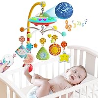 Eners Baby Crib Mobile with Music and Lights, Mobile for Crib with Remote Control, Rotation, Moon and Star Projection, Baby Crib Toys for Boys Girls (Red)