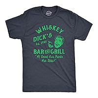 Mens Funny T Shirts Whiskey Dicks Bar Novelty St Patricks Day Tee for Guys