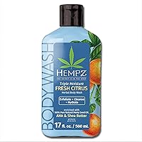 Triple Moisture Body Wash - Grapefruit & Peach - Hydrating for Sensitive Skin, Scented, Exfoliating with Shea Butter, Pure Hemp Seed Oil, and Algae for Sensitive Skin - 17 fl oz