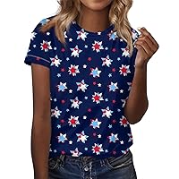 American Flag Shirt Women Patriotic 4th of July Graphic Summer Plus Size Tee Shirts Star Stripes Tops