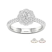 IGI Certified 10k Gold 3/4Ct TDW Diamond Flower Engagement Ring (I-J,I2)