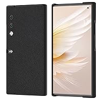 Compatible with Honor V Purse Case, Genuine Leather Case Hard PC Frame Phone Cover Protective Phone Case Slim Case Anti-Drop Cover Compatible with Honor V Purse (Color : Black)
