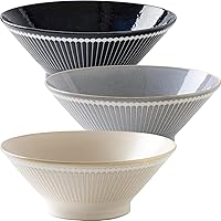 Minorutouki mino ware Albee Water-repellent Noodle Bowl 3 Colors Set, φ8.19×H3.15in 18.21oz Made in Japan